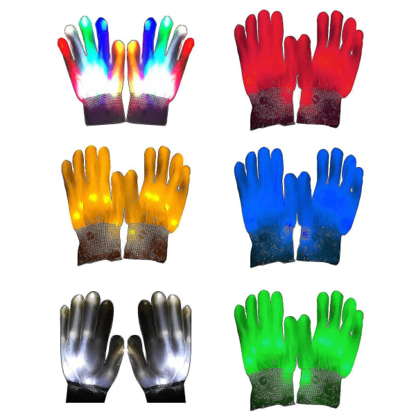 Led Blinkende Handsker Glød 7 Modes Lyser Fingerbelysning Dans Rave Party Børn White