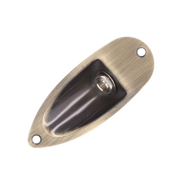 Gitar Input Output Jack Socket Plate Båtstil Elektrisk Gitar Reservedeler Bronsefarge 6,35mm GT47 Beige Plugghull