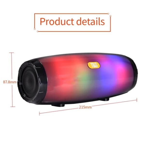 Bluetooth Højttaler med LED - Trådløs - Sort Svart black