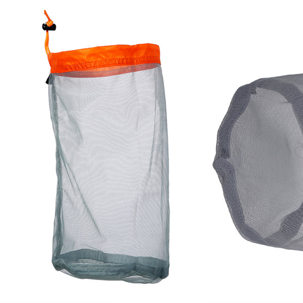 Mesh Snørepose til Opbevaring til Udendørs Rejser Vandreture Camping Orange Medium