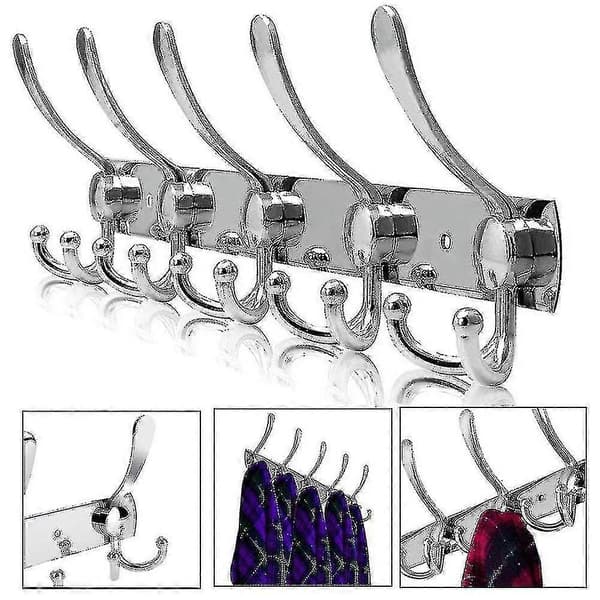 Wall Mounted Clothes Rack Long, Wall Mounted Clothes Hooks, Clothes Hanger Silver
