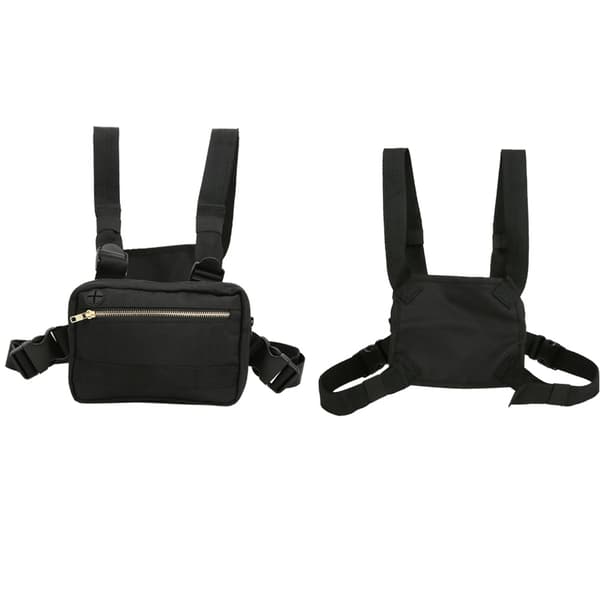 Multifunktionel justerbar brysttaske Front Pack Mobiltelefon opbevaringstaske Sort
