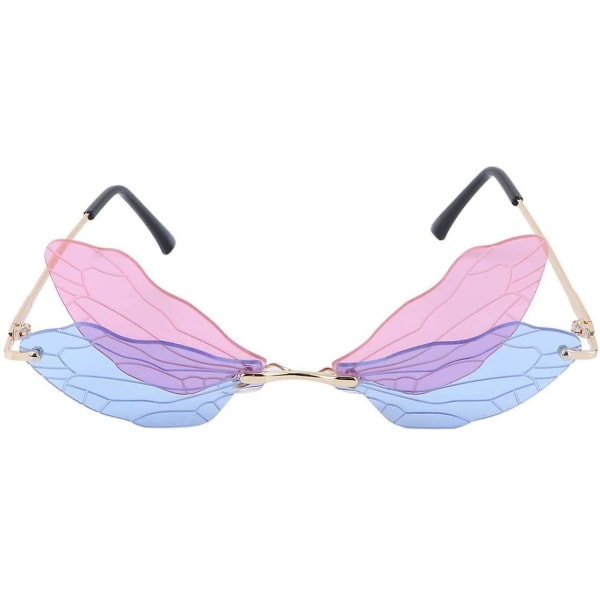 Glass Dragonfly Wings -naamiointiasu, hauskat lasit (ylempi purppura ja alasininen)