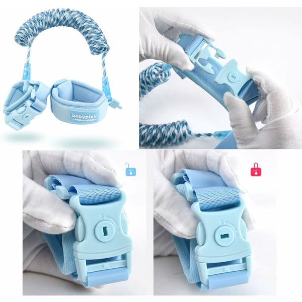 2 meter blå reflekterande armband med dragsnöre för säkerhetslås