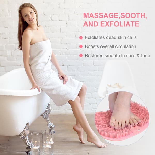 Rosa brusefodskrubbemåtte med massagebørster Pink[ht] Pink