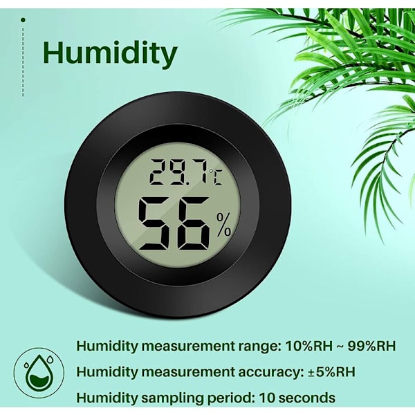 Mini Digital LCD termometer Hygrometer Temperatur Fuktighet -50~70 ℃ 10%~99% RH for reptil inkubator luftfukter (6 stk.