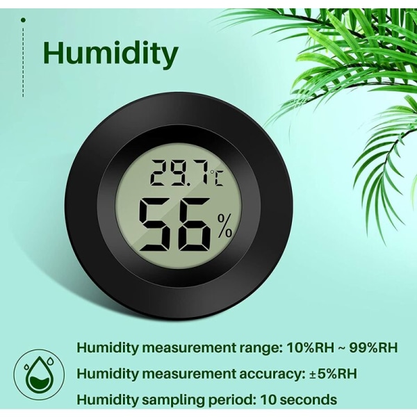 Mini Digital LCD-termometer Hygrometer Temperatur Luftfuktighet -50~70℃ 10%~99% RH för reptilinkubatorluftfuktare (6 delar)