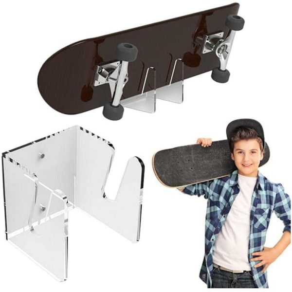 (Hvit) Skateboard Longboard Display Stativ Veggmontert Soverom Stue Dekorativ Akryl Skateboardhenger