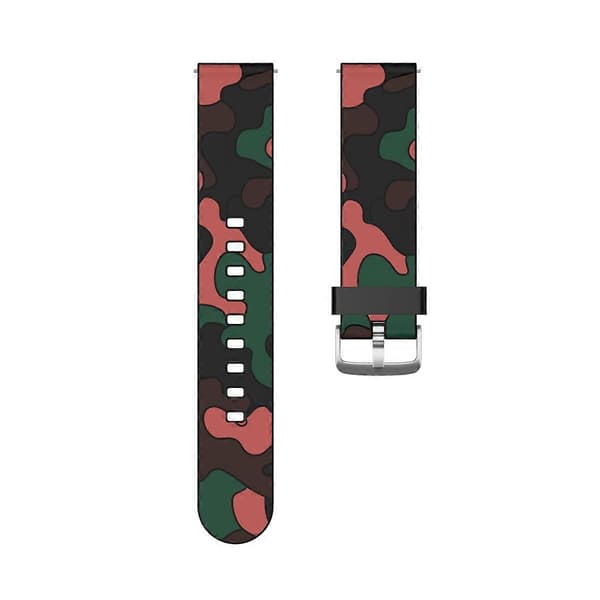 20 mm til Amazfit GTR 42 mm camouflage silikone urrem med sølvspænde 1