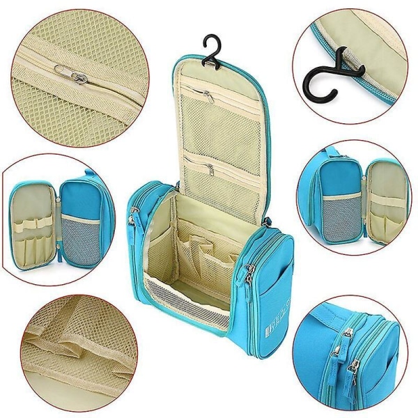 Hengende Vanntett Menn Kvinner Toalett Sminke Veske Reise Toalettsaker Kosmetisk Bære Organizer Beauty Case blue