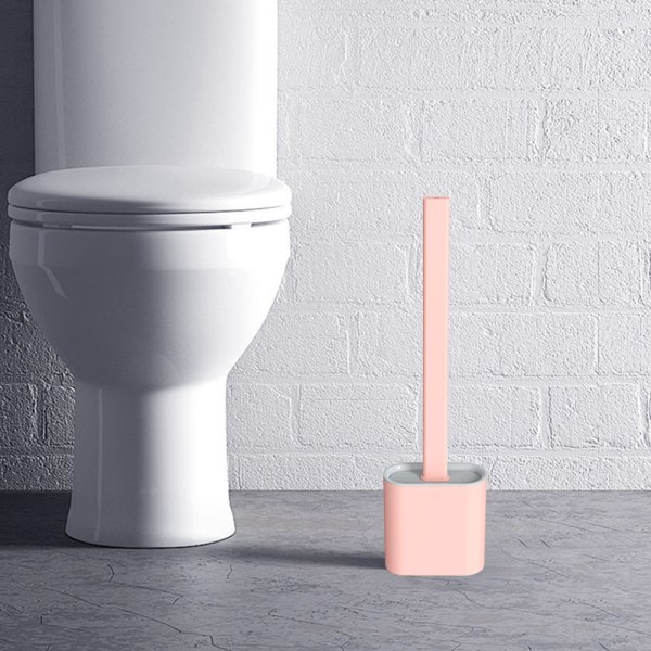 Silikone Flex Toiletbørste Toiletrensesystem Vægmonteret Pink