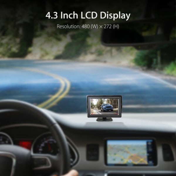 Trådløst backup-kamerasystemsæt til bil/lastbil/van/afhentning/autocamper 4.3`` skærm bagfra backup-system