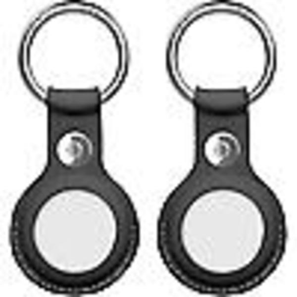 2-pack Air Tag Case, Air Tag äkta läderfodral Nyckelring