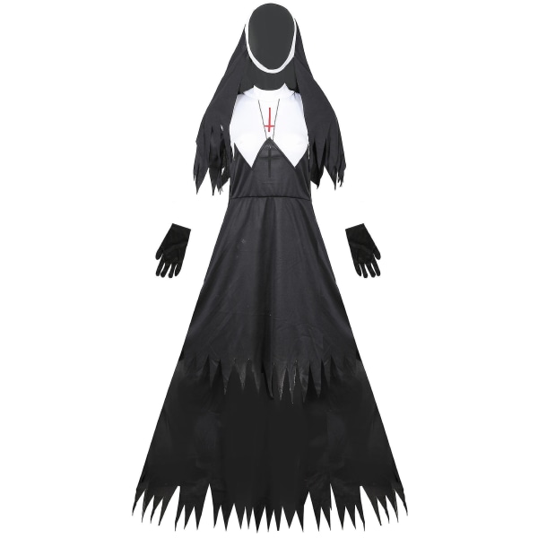 nunna kostym cosplay vampyr demon kostym halloween kostym XL