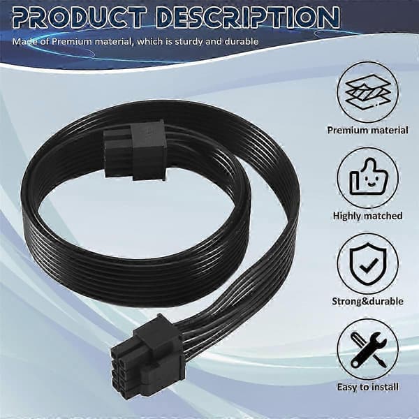 8-pin CPU til 4+4-pin EPS-12V hovedkort strømadapterkabel for modulær PSU-kompatibilitet Black