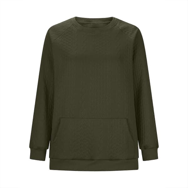Dame Oversized Sweatshirt Afslappet Langærmet Rund Hals Tekstureret Løs Pullover Efterårstrøje med Lommer Hvid XXL White XXL
