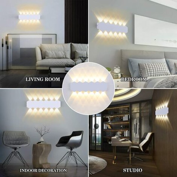 12W LED 31cm seinävalaisin Valkoinen sisävalaisin Moderni ylös alas spottiseinävalaisin alumiiniseinävalaistus lämmin valkoinen valo 3000K f