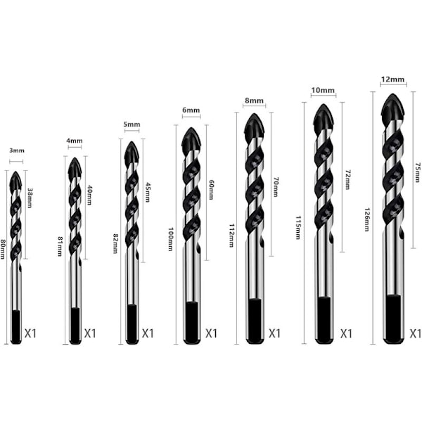 Metallhålsåg triangulär set (3.4.5.6.8.10.12 mm vriden triangulär bit med runda skaft) för verktygsrum