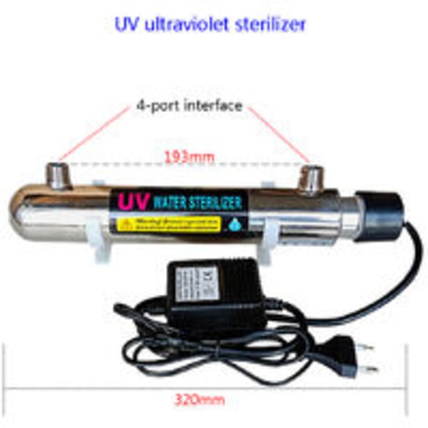 12W overløpsvannrenser i rustfritt stål Ultrafiolett sterilisator UV-sterilisator Aquarium Fish Tank Direkte drikkevann Europeisk standard 220V