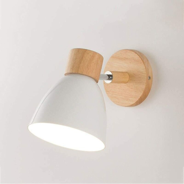 Nordic Metal Jern Soverom Nattbord Vegglampe Moderne Enkel E27 Tre Base Veggmontert Studie Vegg Soverom Balkong Restau