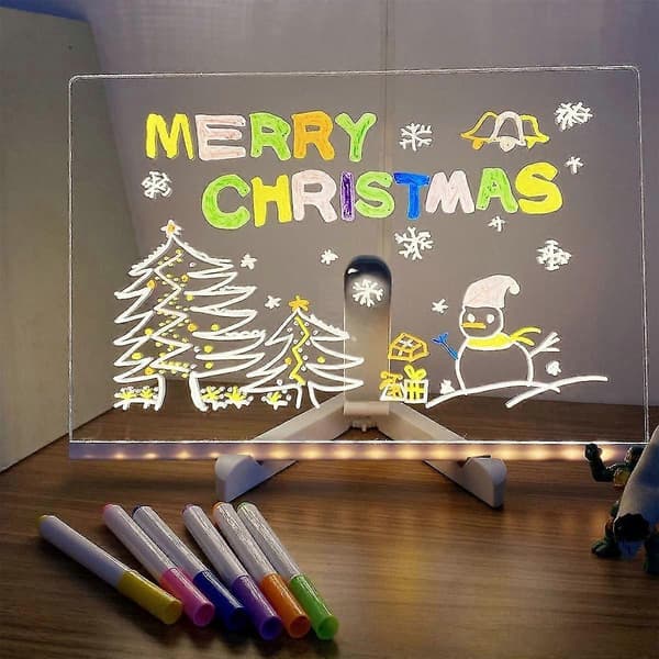 LED Notattavle, Lysende Akryl Meldingstavle med Lys, Tavle Notat Belyst Whiteboard