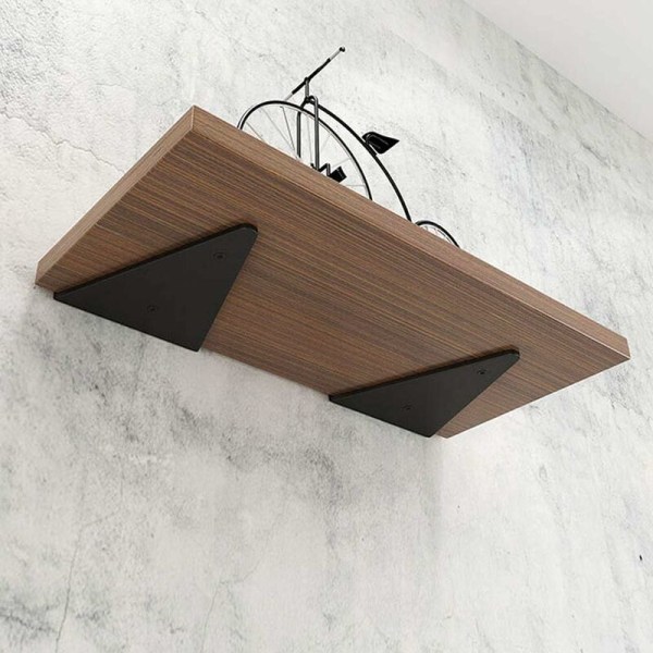 Osynligt metalllaminatstöd, triangulär stödram på väggen (triangulär planka 14cm2st (för plankbredd 15) svart),