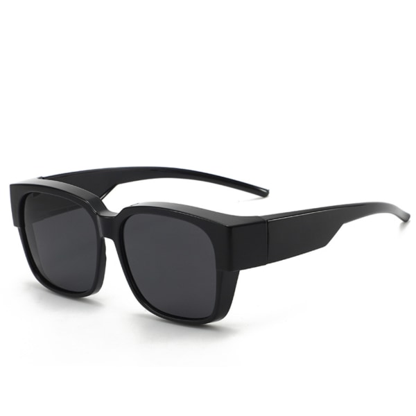 Myopia spejle solbriller kørespejle et spejl bærbare nærsynet solbriller med dobbelt anvendelse (grå film blank sort stel),