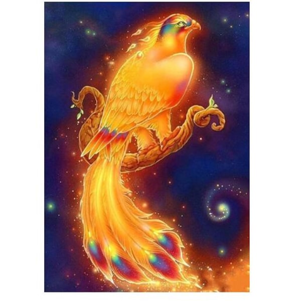 Golden Bird Parrot Diamond Painting (rund diamant 30×40 cm)