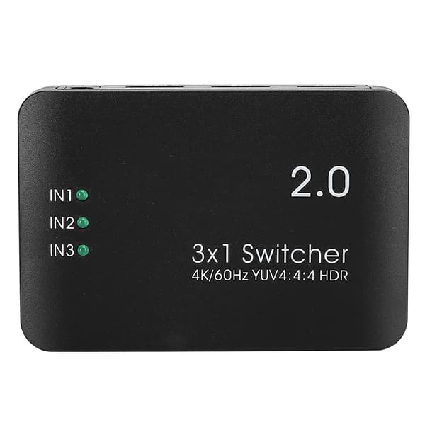 4K High Definition Multimedia Interface Switcher 3 Ingångar 1 Utgång Splitter Adapter HD IR Fjärrkontroll ABS med LED-indikator