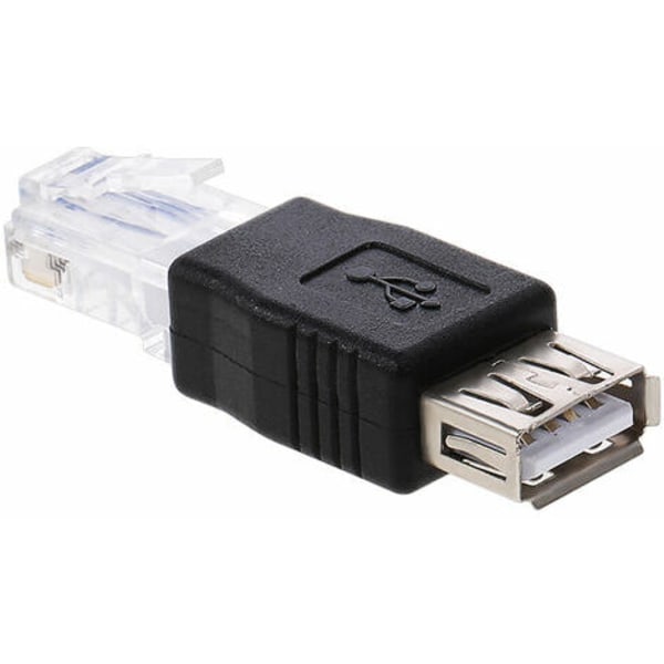 Usb til Rj45-adapter Usb 2.0 hunn-til-Ethernet Rj45 hann-adapter, svart
