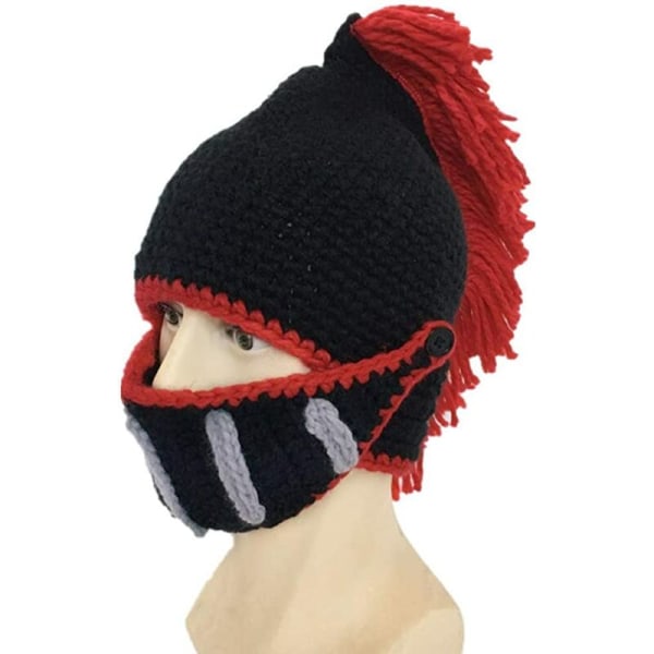 Rolig riddarmössa med skägg Beanie Handstickad tjock bläckfiskmössa Halloween Cosplay Skidåkning