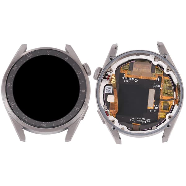 KOMPATIBEL LCD-skærm og Digitizer Fuld Samling Med Ramme til Huawei Watch 3 Pro (Sølv) Silver