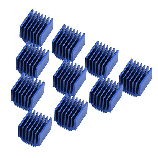 10 stk. aluminium stepper motor driver køleplade med baglim til 3D-printer blå