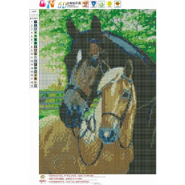 5D Diamantmaling Full Drill Kit Rhinestone Pasted Arts Håndverk Hjem Veggdekor 30x40cm Black Horse White Horse - Square Diamond,