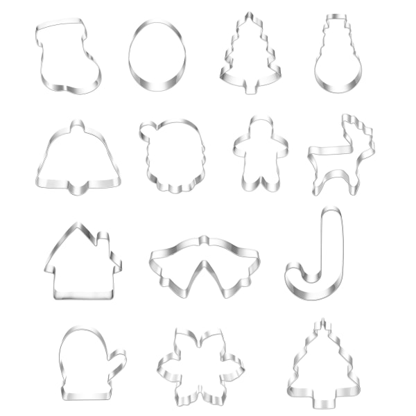 14 delar set, snögubbe, julgran, set, rostfritt stål DIY- form,