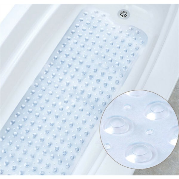 100*40cm Gennemsigtig forlænget Badeværelse Anti-Slip måtte PVC Materiale Badekar Anti-Slip måtte Sugekop Gulvmåtte Househol