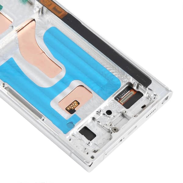 (Ny) För Samsung Galaxy S22 Ultra SM-S908B 6,72 tums TFT LCD-skärm Digitizer Komplett montering med ram, stöder inte fingeravtrycksidentifiering Silver
