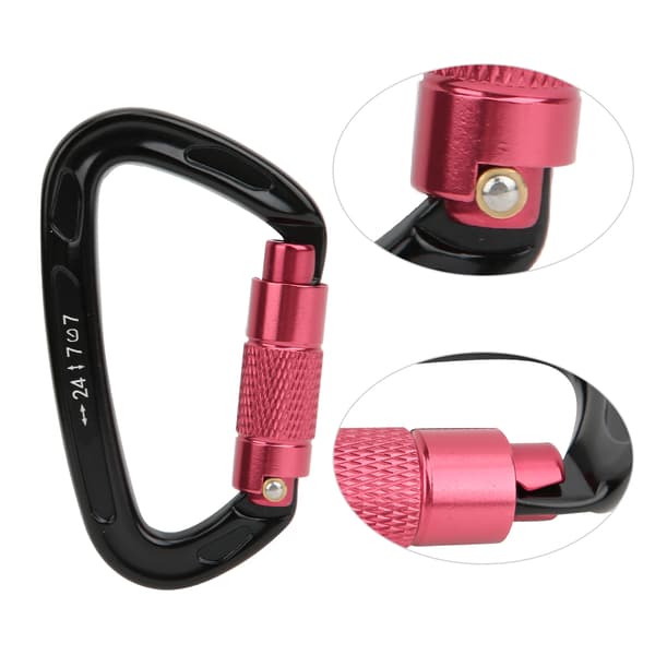 7075 Flygplansaluminium Master Lock Karbinhake D Ring Säkerhetsspänne Utomhus Klättring Camping Hängmatta Utrustning Svart