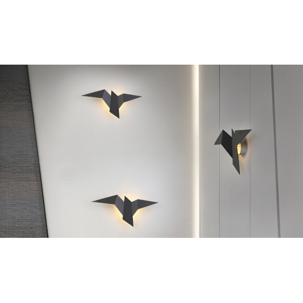 Vivid Bird væglampe, retro antik væglampe Stilfuld fuglevæglampet — Sort, hvidt lys,