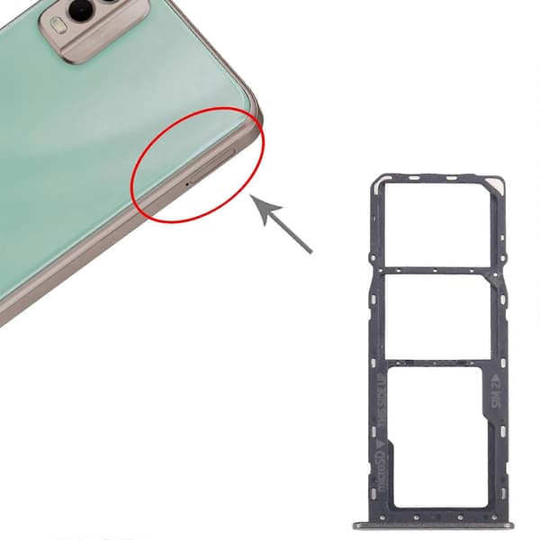 For Nokia C32 KOMPATIBEL SIM-kortskuff + Micro SD-kortskuff Black