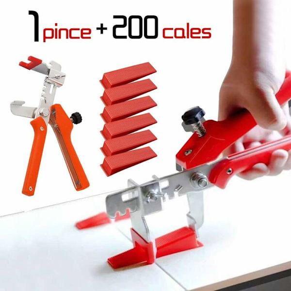 Tile Leveler Leveling System Kit for keramiske veggbyggeverktøy (200 kiler + 1 klemme)