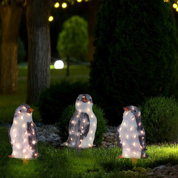 Christmas Penguin Light 3st 20 LED Vattentät Varm Gul Trädgård Julbelysning inomhus och utomhus dekoration