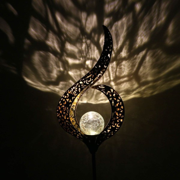 Utendørs Solar Light 100cm Solar Metal Flame LED Glass Ball Hage Light Vanntett Path Light med Flower Fairy and Grou