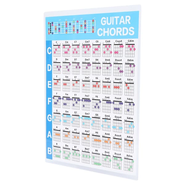 56 Farvekodede Guitarakkordplakat Lamineret Uddannelsesreferenceguide til Ukulele-spillere