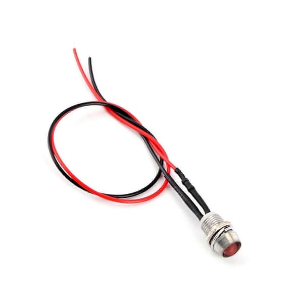 12V 8mm rød LED-panelindikatorlampe 4 stk. til bil varevogn instrumentbræt advarselslys