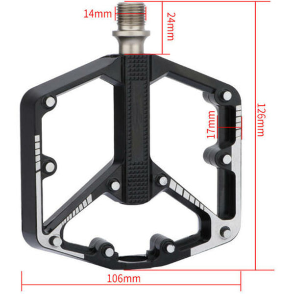 Sykkelpedaler, MTB flate pedaler Aluminiumskroppsform for MTB sykkelveissykkel, svart