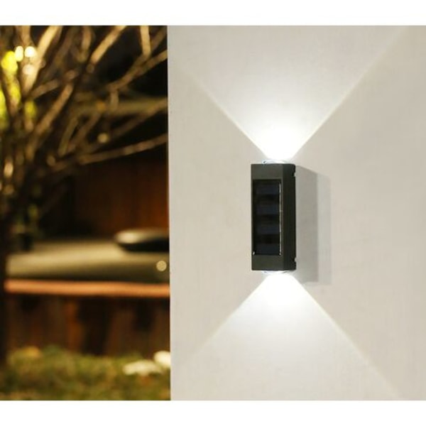Udendørs solcelle lanterner lampe, 2 LED strip væglamper