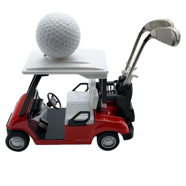 Realistisk Golfvogn Miniature Model Figur Sæt Legetøj Med Træk-Tilbage Design Og Golfkølle Tilbehør Til Skrivebordsdekorationer Rød Red