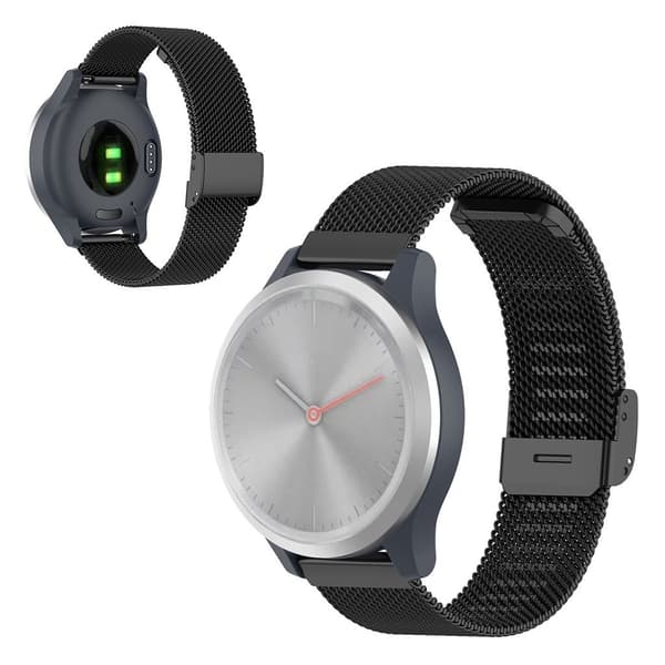 【HT】Garmin Vivomove 3s / Vivoactive 4S urrem i rustfrit stål - Sort Black black