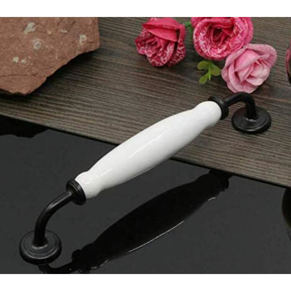 skaphåndtak, 10 stk svart og hvitt keramisk skaphåndtak (hullavstand: 160MM)